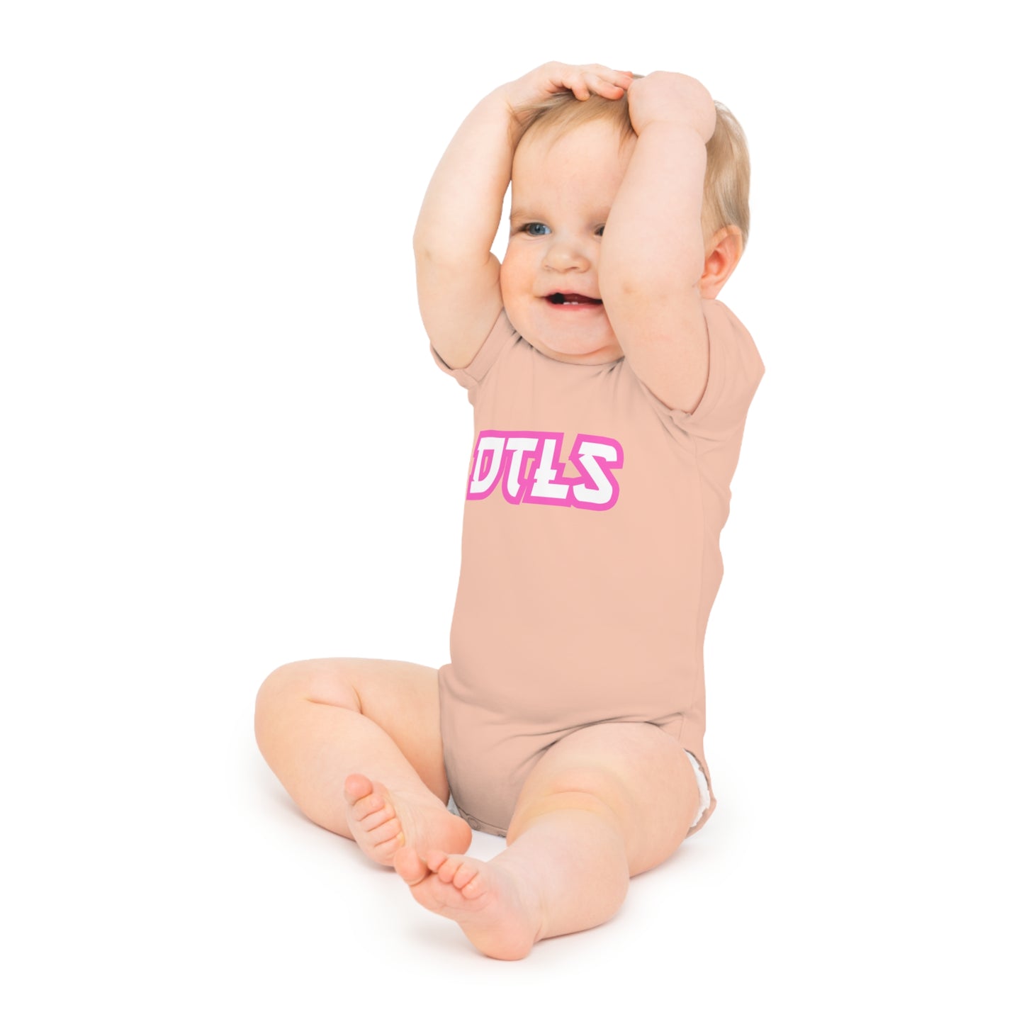 Copy of Baby Short Sleeve Bodysuit DTLS pink logo