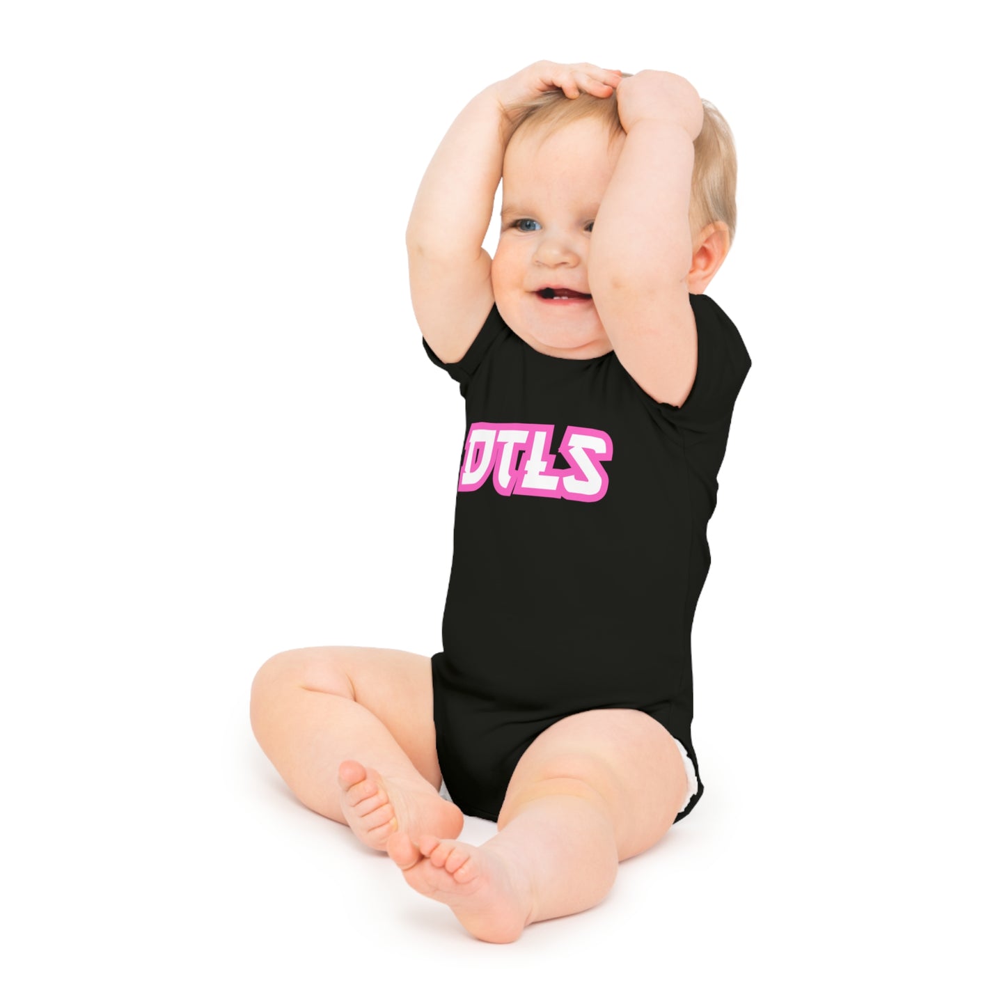 Copy of Baby Short Sleeve Bodysuit DTLS pink logo