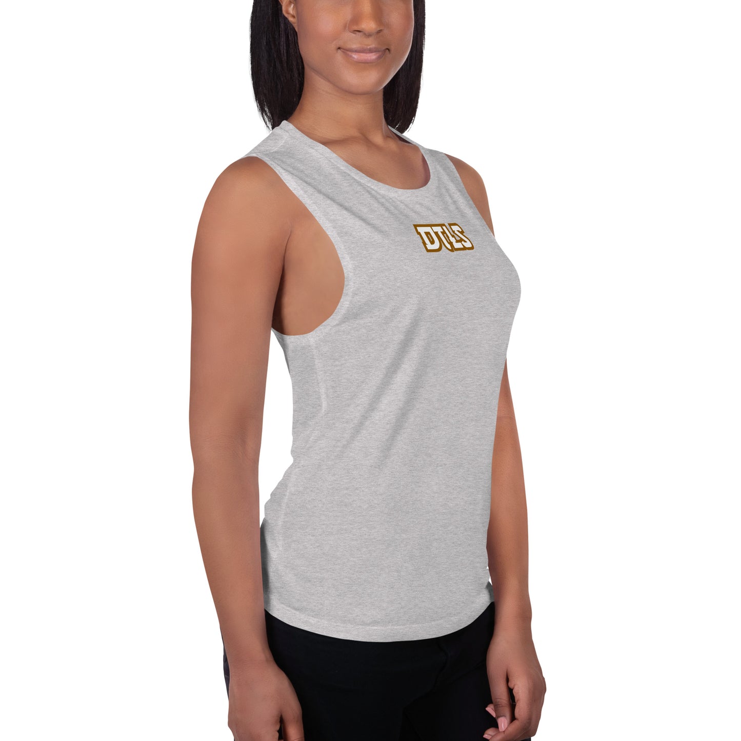 Ladies’ Muscle Tank DTLS logo printed