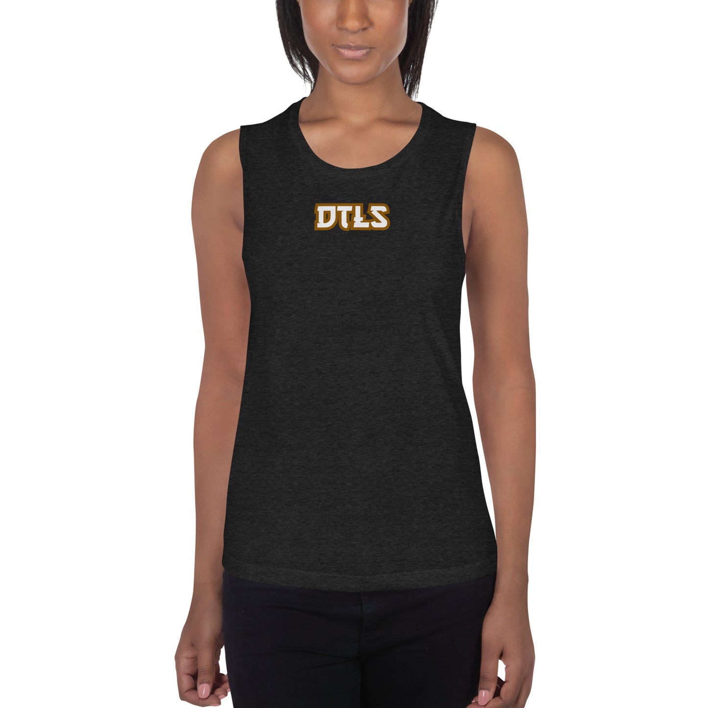 Ladies’ Muscle Tank DTLS logo printed