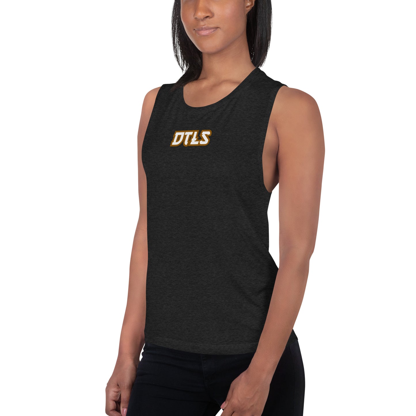 Ladies’ Muscle Tank DTLS logo printed