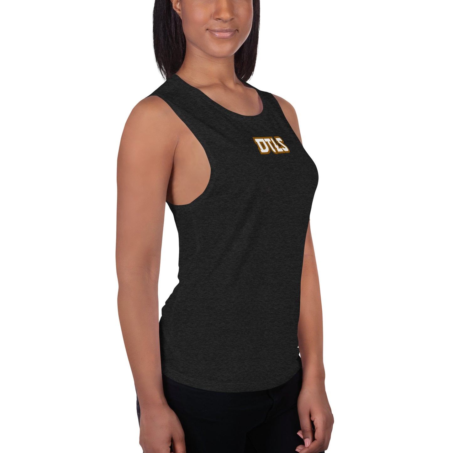 Ladies’ Muscle Tank DTLS logo printed