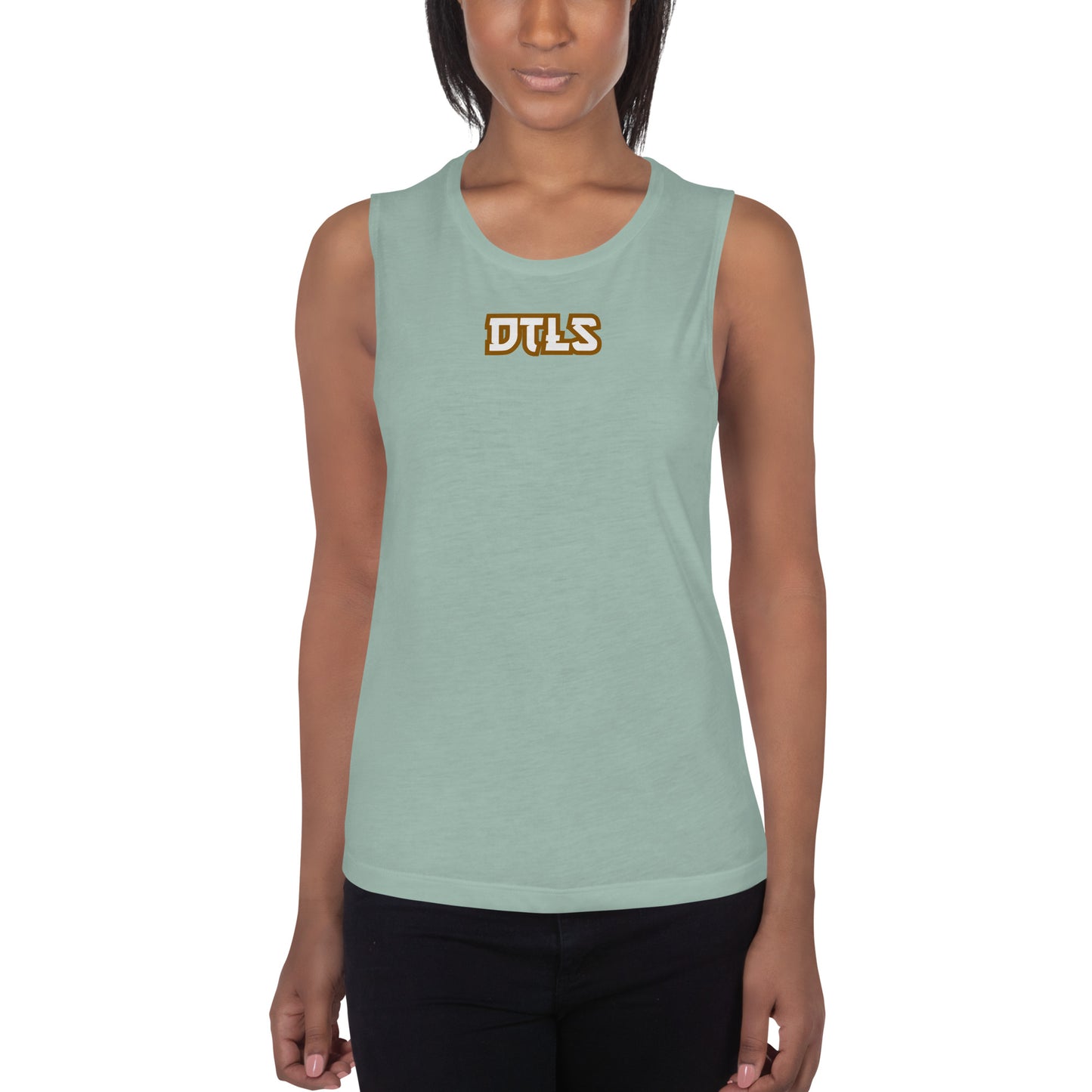 Ladies’ Muscle Tank DTLS logo printed