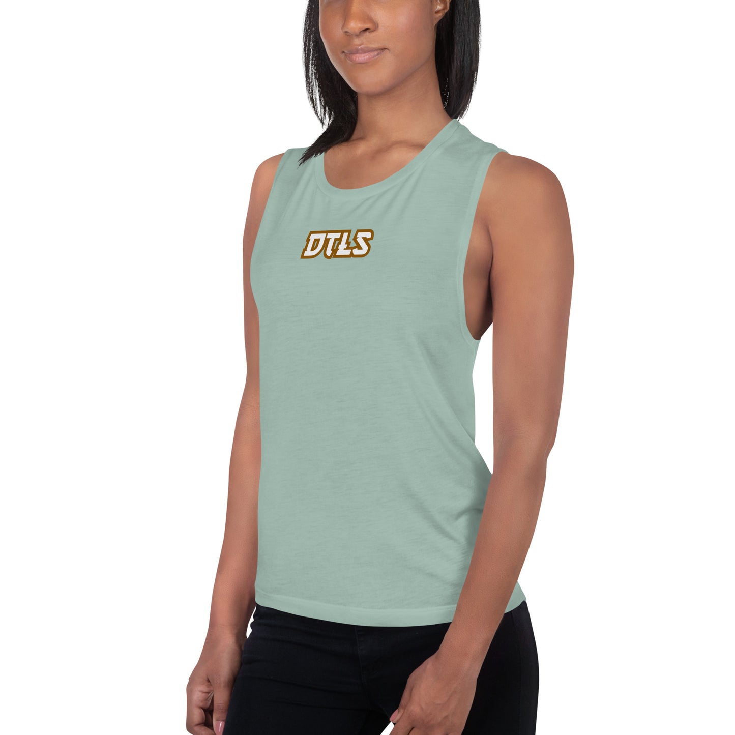 Ladies’ Muscle Tank DTLS logo printed