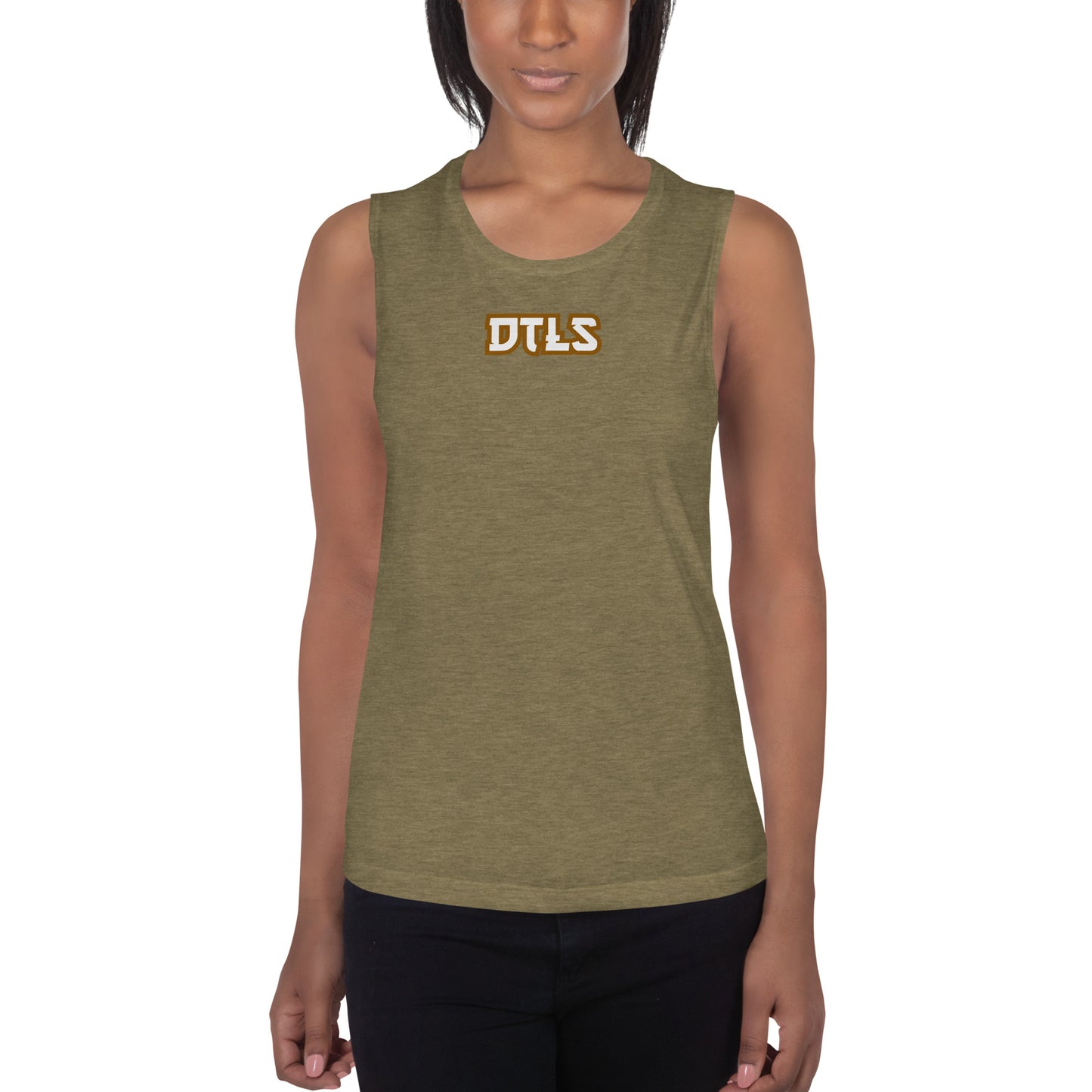 Ladies’ Muscle Tank DTLS logo printed