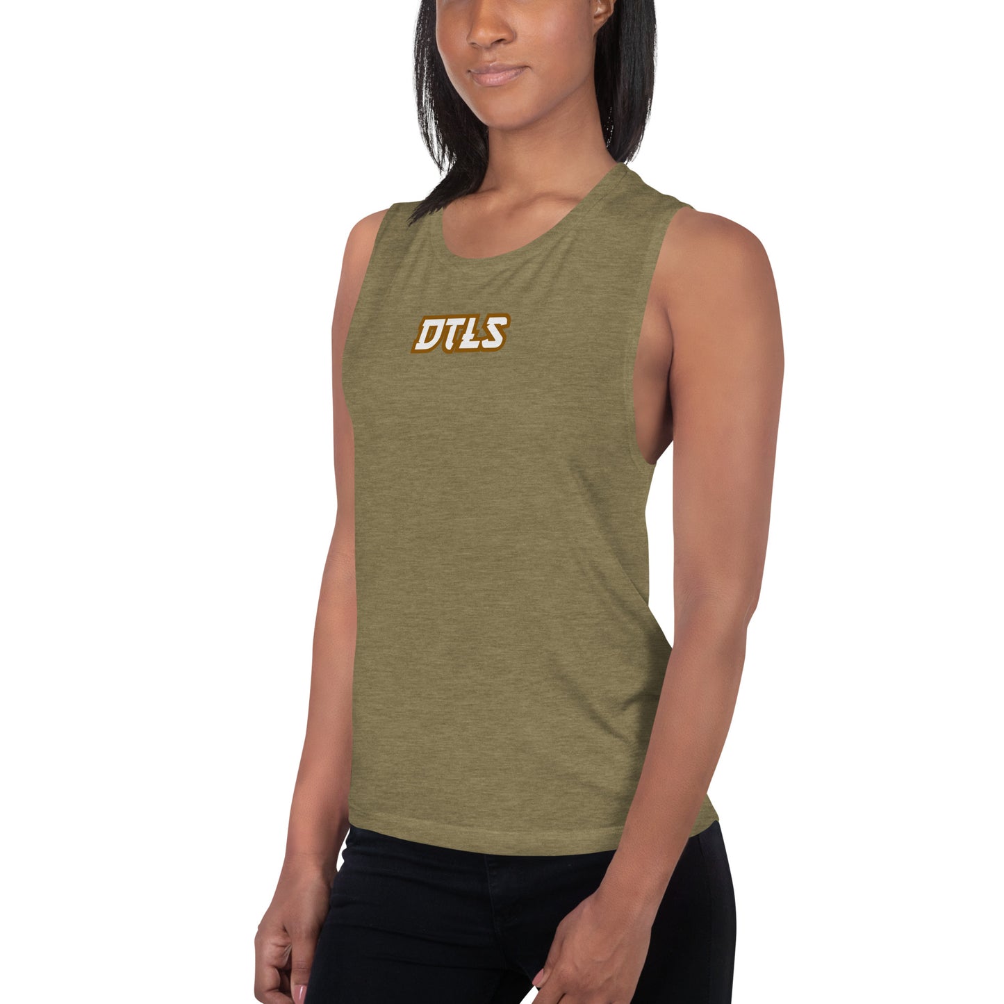 Ladies’ Muscle Tank DTLS logo printed