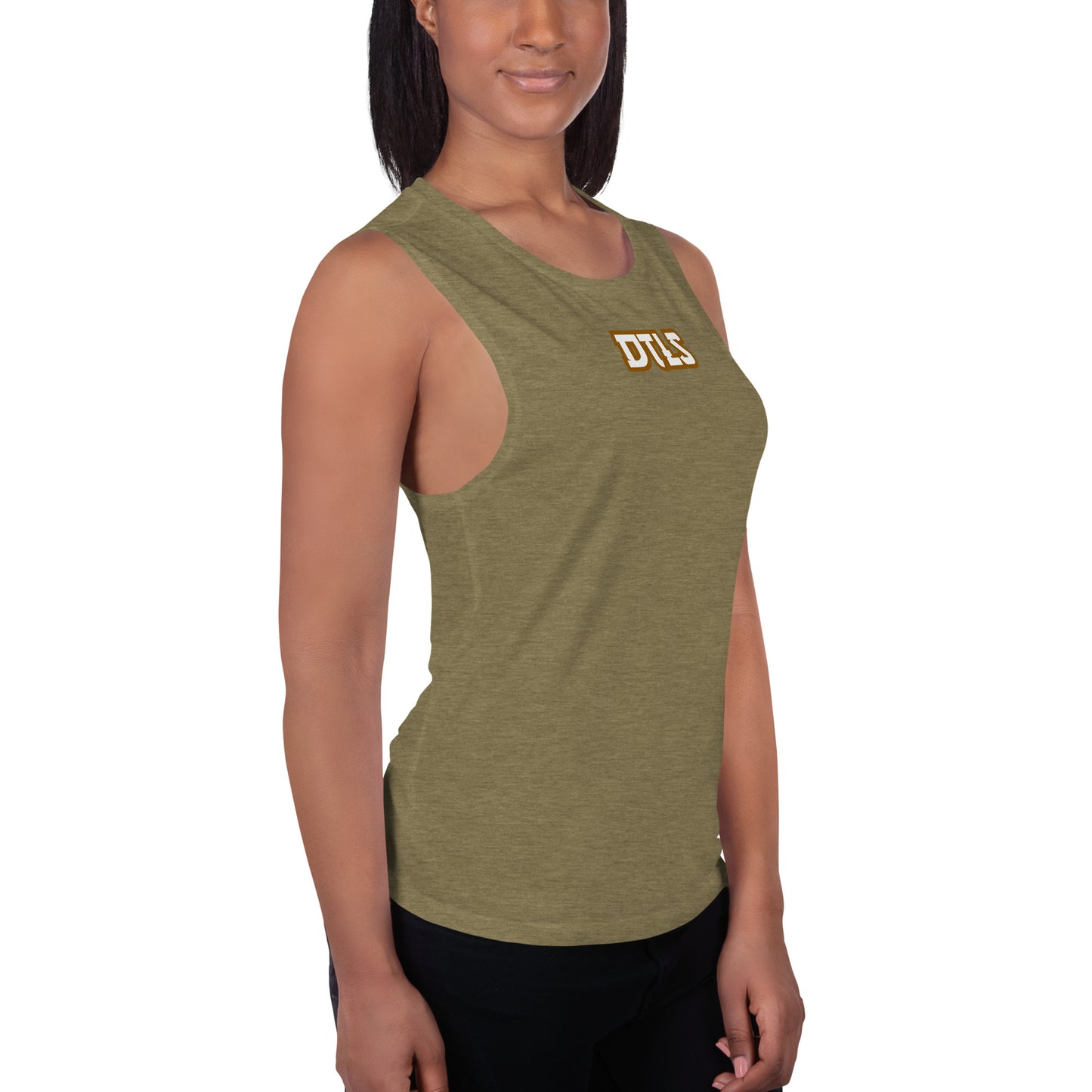 Ladies’ Muscle Tank DTLS logo printed