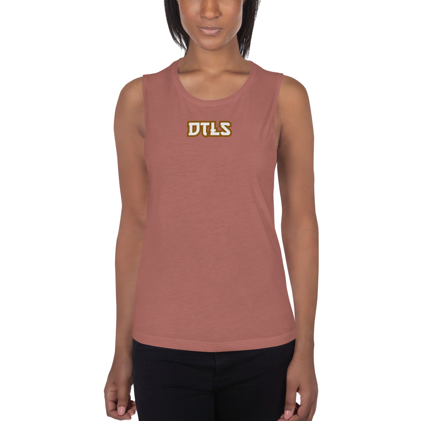 Ladies’ Muscle Tank DTLS logo printed