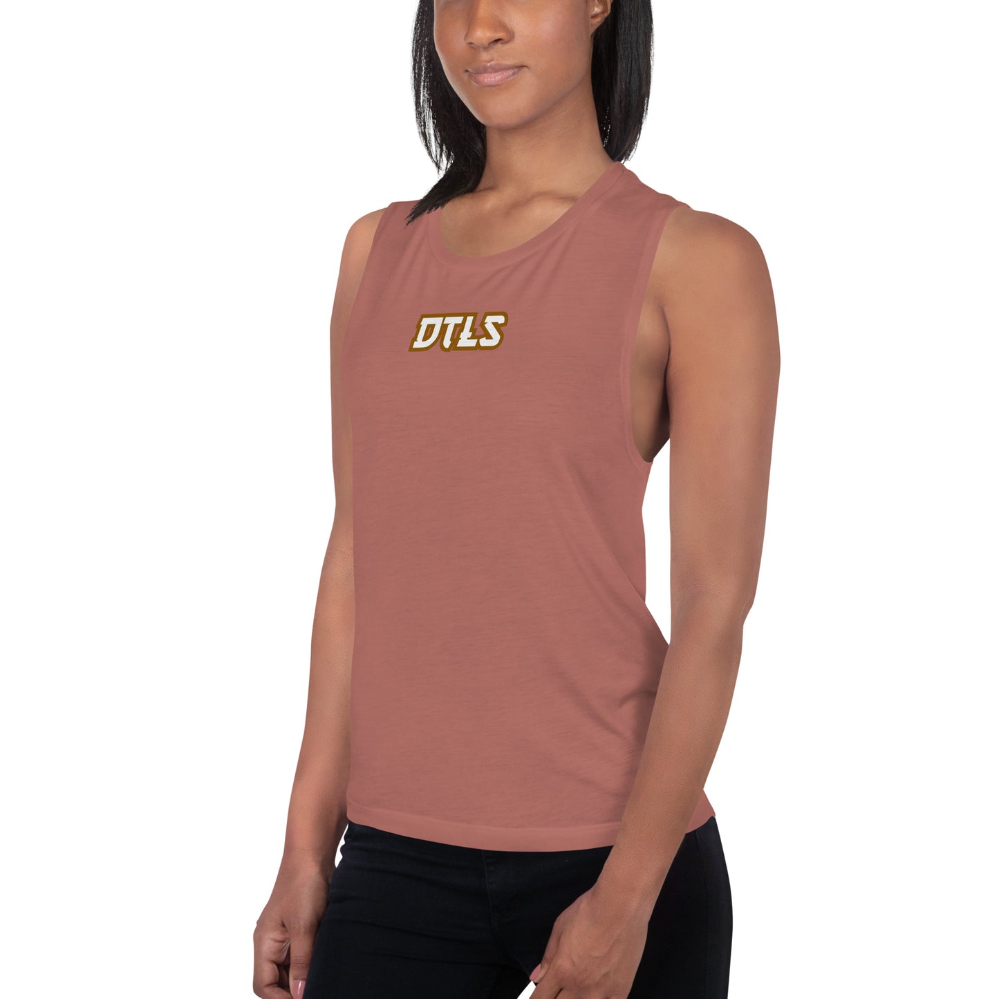 Ladies’ Muscle Tank DTLS logo printed