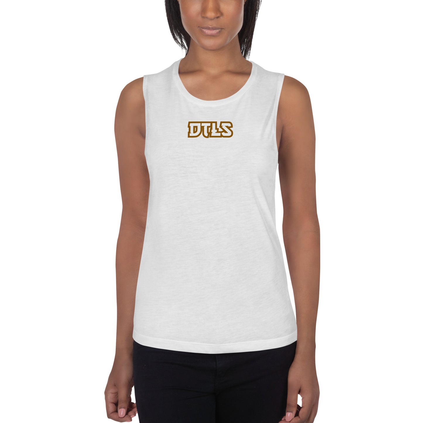 Ladies’ Muscle Tank DTLS logo printed