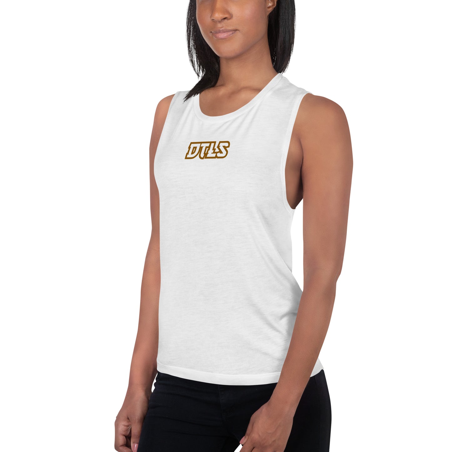 Ladies’ Muscle Tank DTLS logo printed